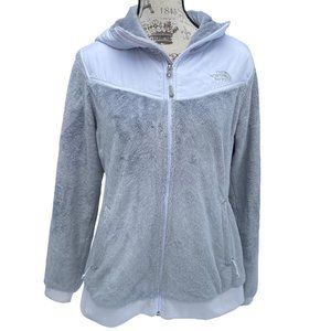The North Face Hooded Zip Up Softshell Jacket Super Soft Gray White